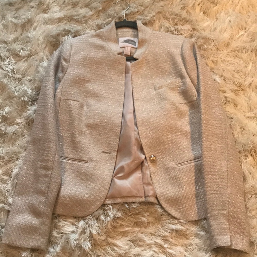 F21 Metallic Cream Blazer Jacket size M - gold